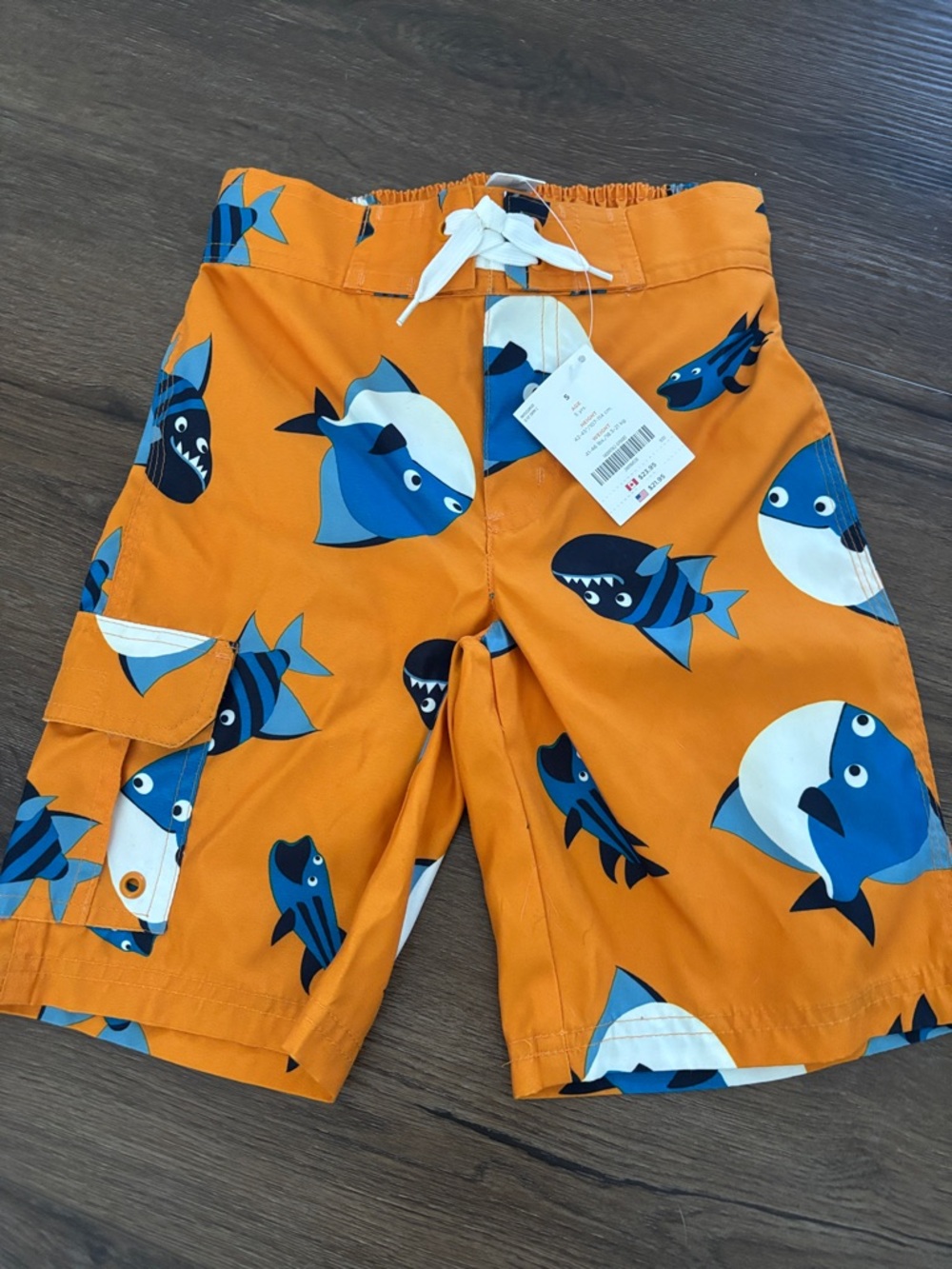 Gymboree Orange Swim Shorts with Blue Shark Print
